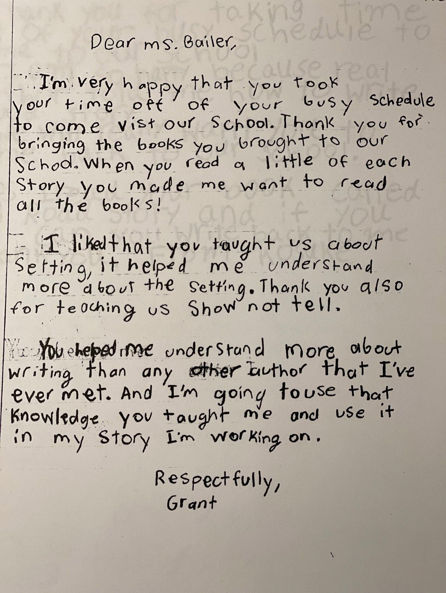 Student Letter - Grant